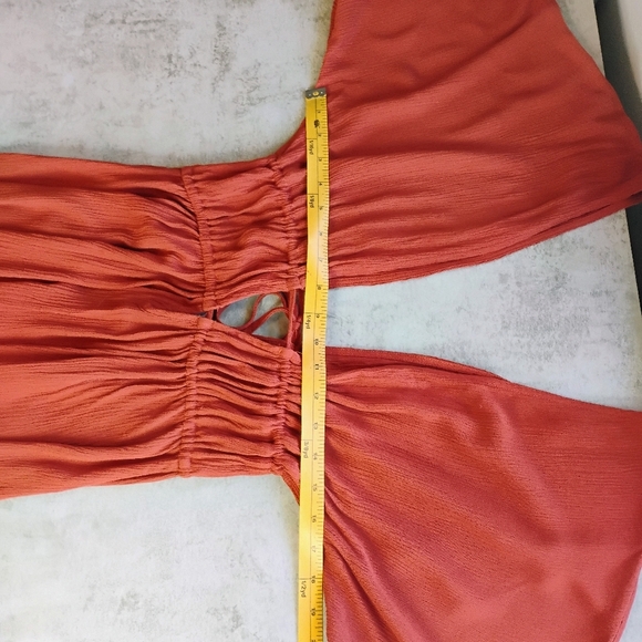 Cupshe V Neck Cover Up Dress Rust Orange Pool Beach Vacation Size Medium - Picture 12 of 13